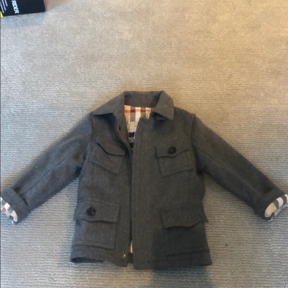 Authentic Wool children’s grey pea coat sz3Y